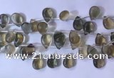 CFL963 Top drilled 10*14mm flat teardrop natural fluorite beads