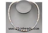 CFN102 potato white freshwater pearl & morganite necklace, 16 - 24 inches