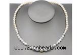 CFN104 potato white freshwater pearl & white howlite necklace, 16 - 24 inches