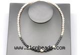 CFN119 potato white freshwater pearl & labradorite necklace, 16 - 24 inches