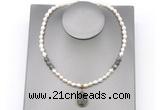 CFN159 baroque white freshwater pearl & labradorite necklace with pendant