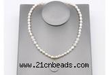 CFN161 baroque white freshwater pearl & white moonstone necklace with pendant