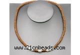 CFN210 4*6mm faceted rondelle wooden jasper & potato white freshwater pearl necklace