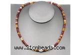 CFN217 4*6mm faceted rondelle mookaite & potato white freshwater pearl necklace