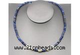 CFN220 4*6mm faceted rondelle lapis lazuli & potato white freshwater pearl necklace