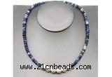 CFN221 4*6mm faceted rondelle sodalite & potato white freshwater pearl necklace