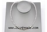 CFN229 4*6mm faceted rondelle rose quartz & potato white freshwater pearl necklace