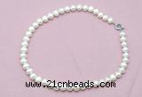 CFN594 Hand -knotted 9mm - 10mm potato white freshwater pearl necklace