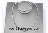 CFN620 4mm faceted round amazonite & potato white freshwater pearl jewelry set