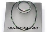 CFN645 4mm faceted round ruby zoisite & potato white freshwater pearl jewelry set
