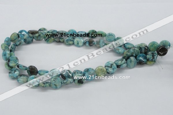 CFS107 15.5 inches 12mm flat round blue feldspar gemstone beads