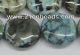 CFS108 15.5 inches 25mm flat round blue feldspar gemstone beads