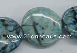 CFS109 15.5 inches 30mm flat round blue feldspar gemstone beads