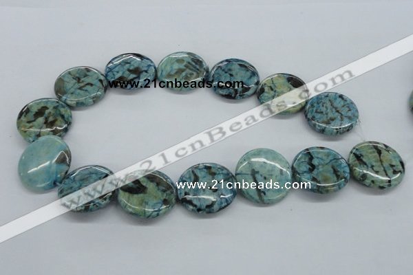 CFS109 15.5 inches 30mm flat round blue feldspar gemstone beads