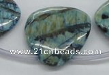 CFS119 30*30mm top-drilled triangle blue feldspar gemstone beads