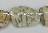 CFS206 22*30mm twisted rectangle natural feldspar gemstone beads
