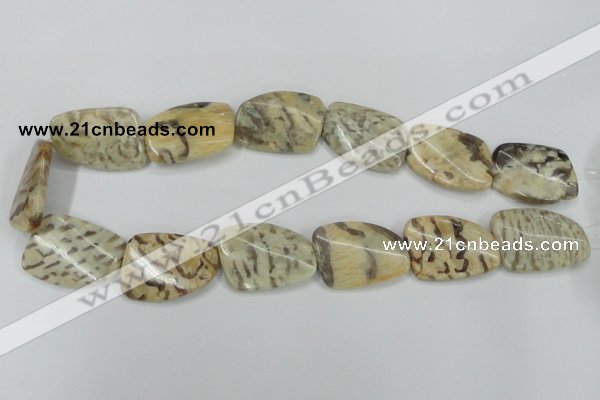 CFS206 22*30mm twisted rectangle natural feldspar gemstone beads