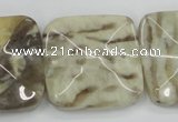 CFS208 30*30mm wavy square natural feldspar gemstone beads