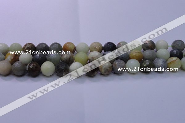 CFW06 15.5 inches 14mm faceted round flower jade beads wholesale