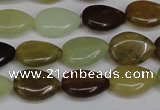 CFW120 15.5 inches 10*14mm flat teardrop flower jade gemstone beads