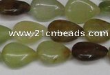 CFW121 15.5 inches 12*16mm flat teardrop flower jade gemstone beads