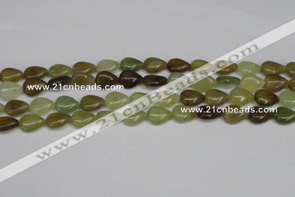 CFW121 15.5 inches 12*16mm flat teardrop flower jade gemstone beads