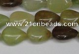 CFW123 15.5 inches 13*18mm flat teardrop flower jade gemstone beads