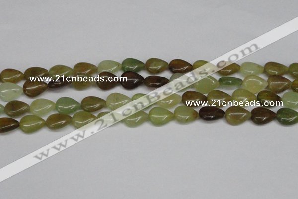 CFW123 15.5 inches 13*18mm flat teardrop flower jade gemstone beads