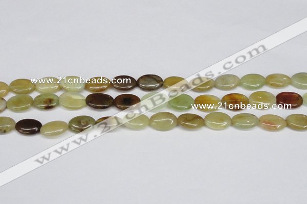 CFW127 15.5 inches 13*18mm flat oval flower jade gemstone beads