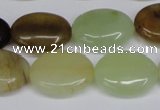 CFW129 15.5 inches 15*20mm flat oval flower jade gemstone beads