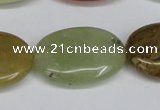 CFW131 15.5 inches 22*30mm flat oval flower jade gemstone beads