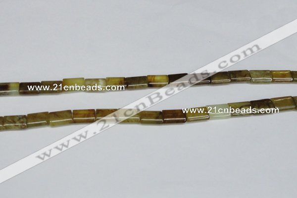 CFW141 15.5 inches 10*14mm flat tube flower jade gemstone beads