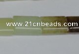 CFW142 15.5 inches 12*16mm flat tube flower jade gemstone beads