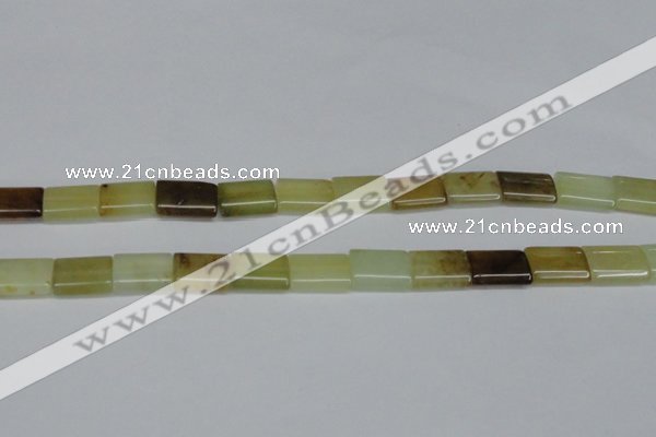 CFW144 15.5 inches 15*20mm flat tube flower jade gemstone beads