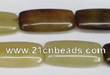 CFW155 15.5 inches 12*25mm rectangle flower jade gemstone beads