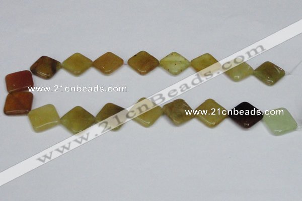 CFW159 15.5 inches 16*16mm diamond flower jade gemstone beads