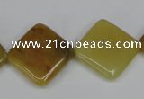CFW161 15.5 inches 20*20mm diamond flower jade gemstone beads