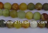 CFW201 15.5 inches 6mm round matte flower jade beads wholesale