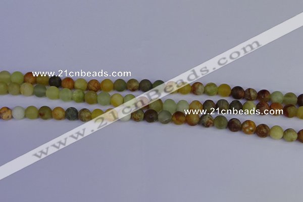 CFW201 15.5 inches 6mm round matte flower jade beads wholesale