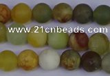 CFW202 15.5 inches 8mm round matte flower jade beads wholesale