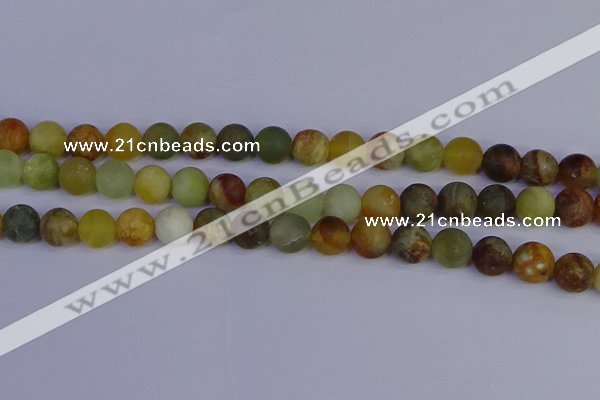 CFW204 15.5 inches 12mm round matte flower jade beads wholesale