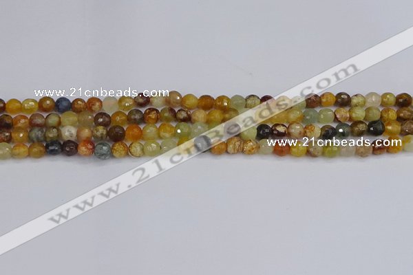 CFW210 15.5 inches 4mm faceted round flower jade beads