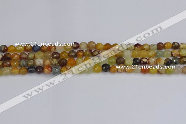 CFW211 15.5 inches 6mm faceted round flower jade beads