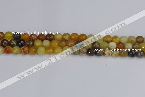 CFW212 15.5 inches 8mm faceted round flower jade beads