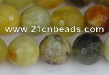 CFW214 15.5 inches 12mm faceted round flower jade beads