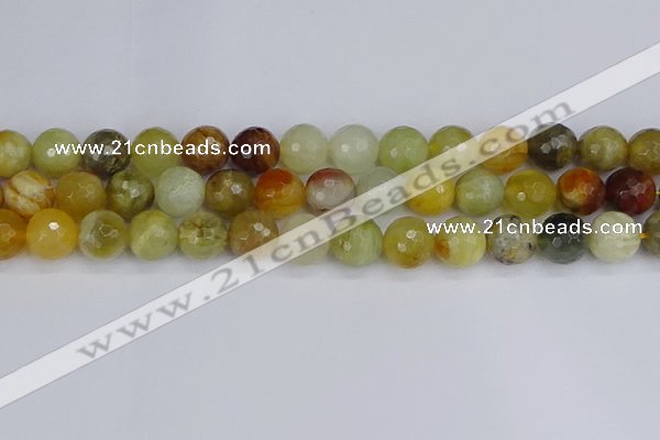 CFW214 15.5 inches 12mm faceted round flower jade beads