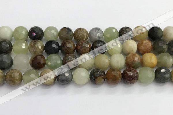 CFW221 15.5 inches 12mm faceted round flower jade beads