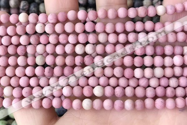 CFW35 15.5 inches 4mm round matte pink wooden jasper beads