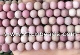 CFW37 15.5 inches 8mm round matte pink wooden jasper beads