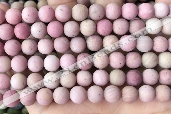 CFW37 15.5 inches 8mm round matte pink wooden jasper beads